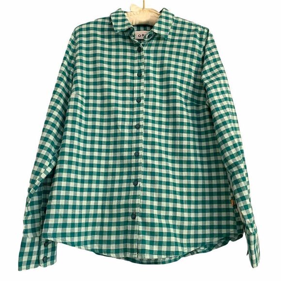 Orvis Lightweight Gingham Mint Green Plaid Blouse - Picture 1 of 7